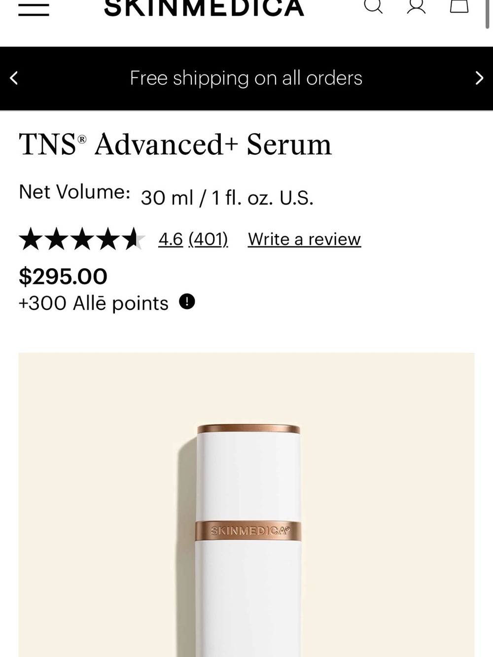 SkinMedica TNS Advanced Serum. NWT